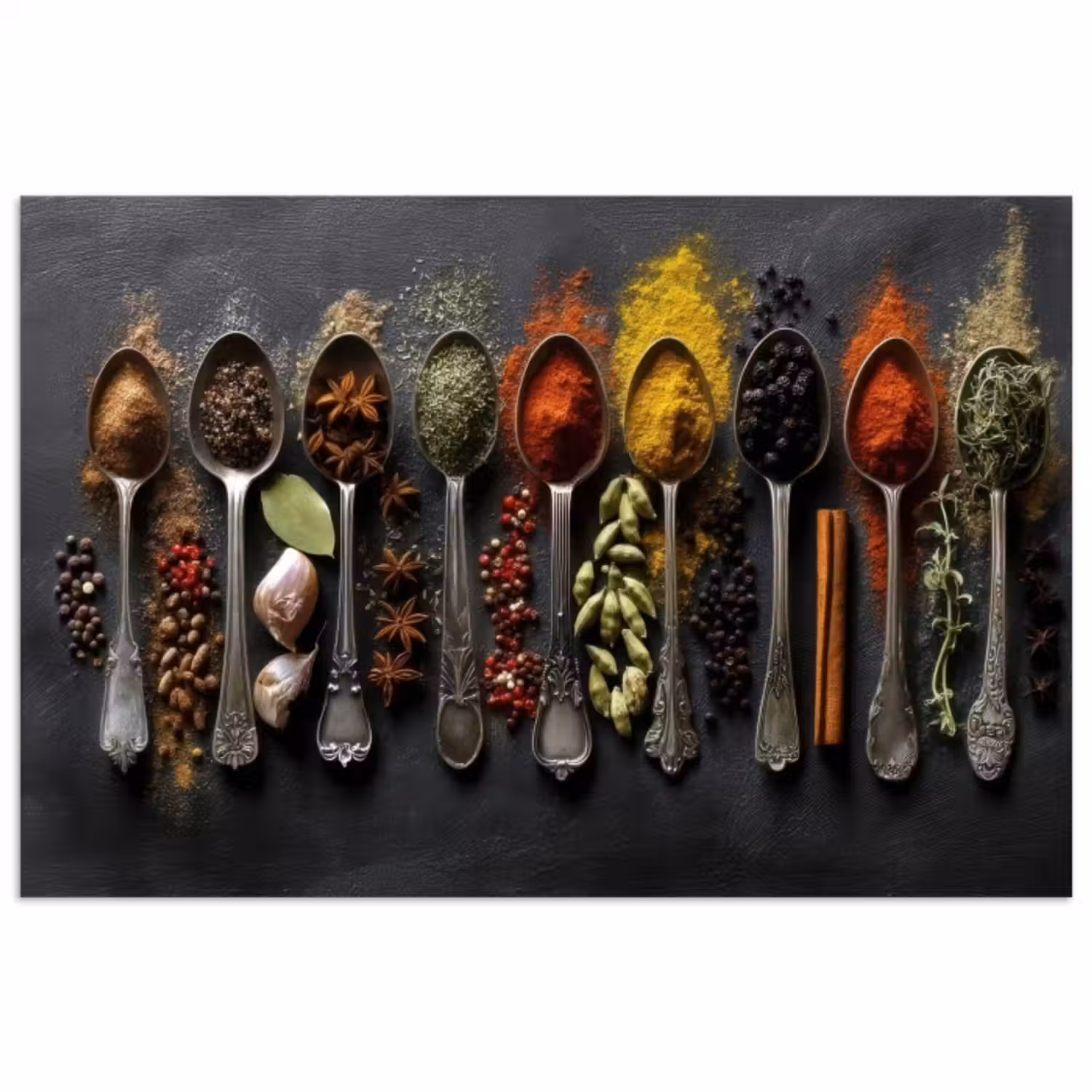 Poster - Lepels - Specerijen - Kaneel - Chili
