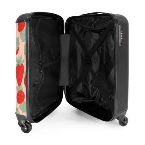 Pastel fruit - Aardbeien NBS - Handbagage koffer - Kinderen Unisex middel -binnenkant