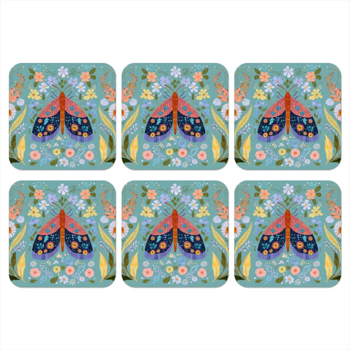 Vlinder - Sierlijk - Bloemen - Bladeren onderzetter kurk middel -3d