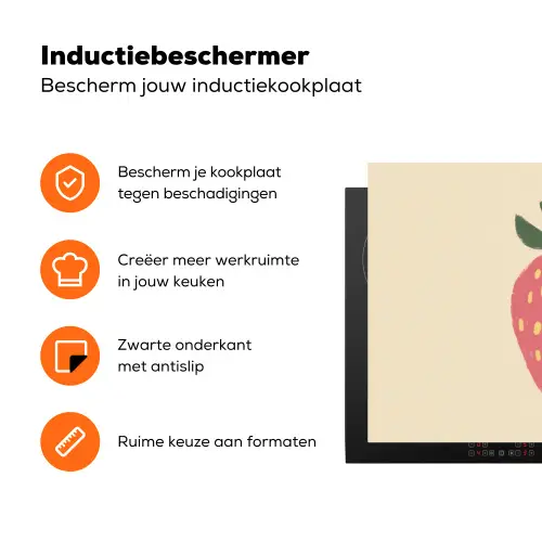 Aardbei - Minimalistisch - Rood - Fruit Inductie beschermer vinyl 3mm klein -zzzzzzz-td-ups