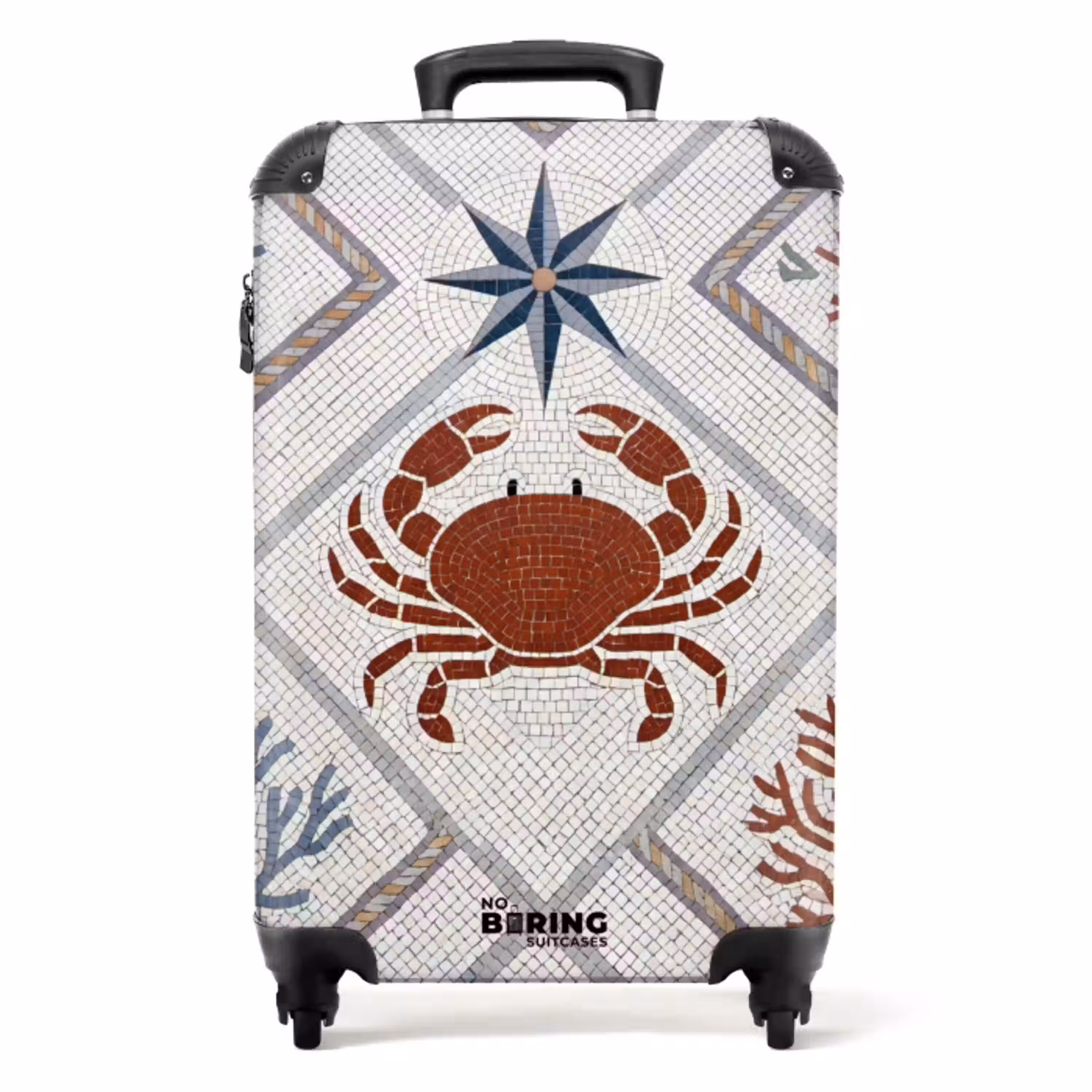 Dier - Mozaïek - Zee - Klassiek - Bruin NBS - Handbagage koffer - Volwassenen Unisex middel -productfoto_recht