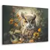 Uil - Vogels - Bloemen - Natuur Textielframe zwart klein -3d