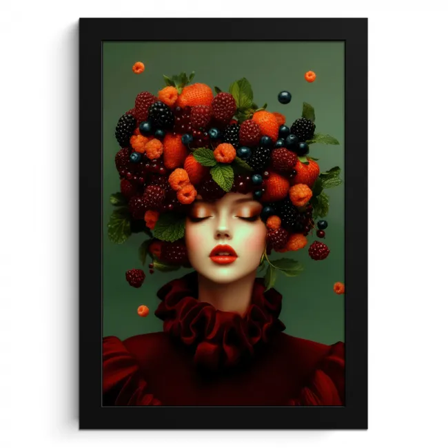 Vrouw - Aardbeien - Frambozen - Bramen - Bessen KitchenYeah - Keuken - Fotolijst klein -3d