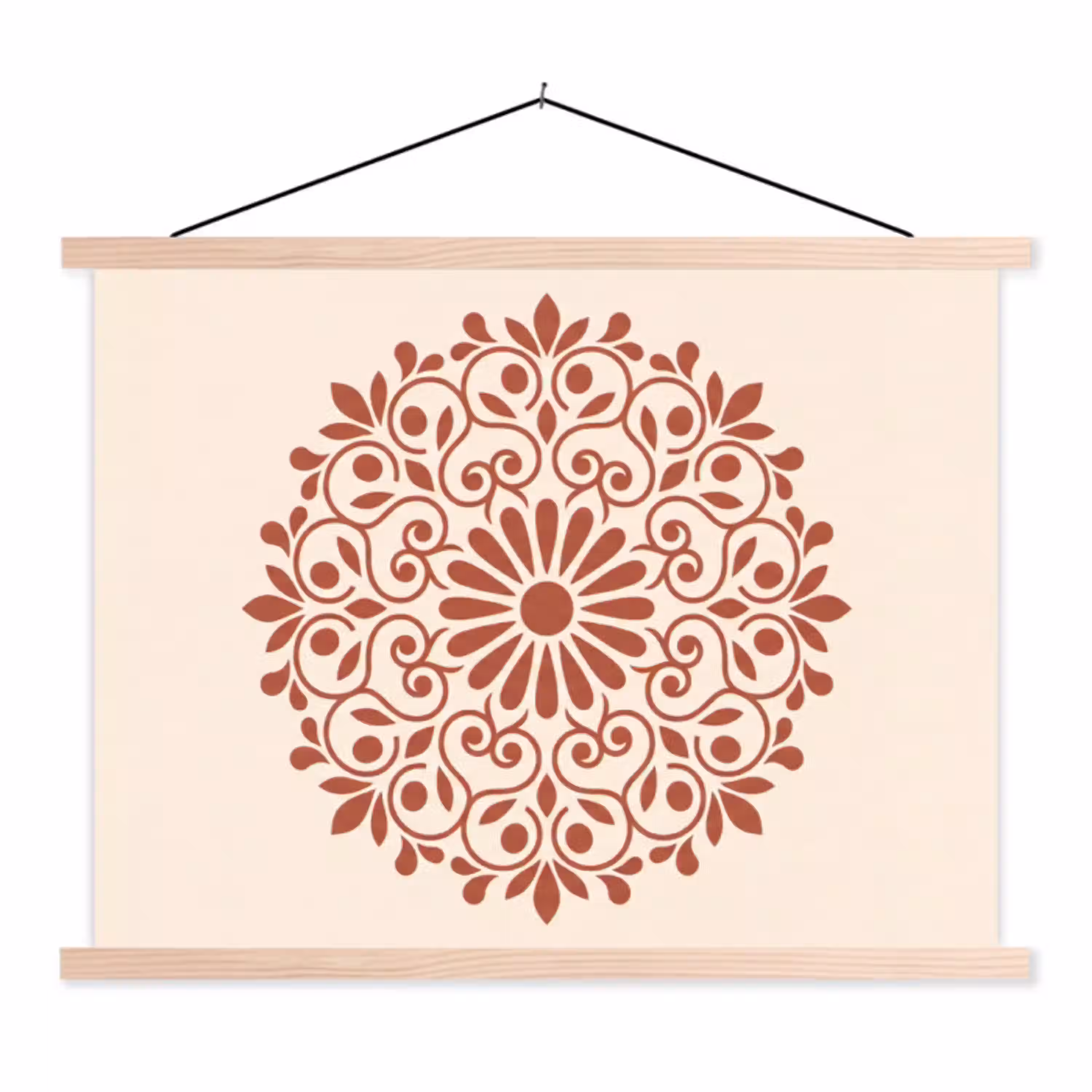 Decoratie - Cirkel - Symmetrisch - Modern - Roodbruin textielposter latten blank klein -3d