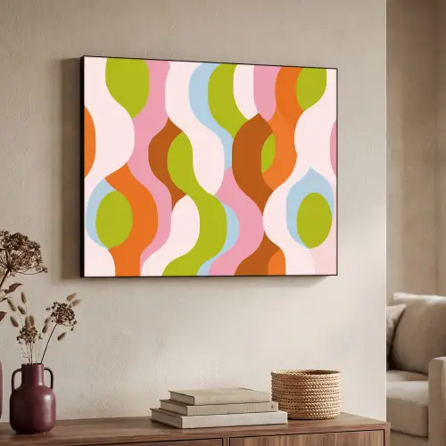 Abstract - Vormen - Roze Textielframe zwart klein -sfeer3