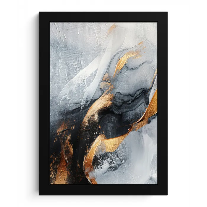 Kunst - Goud - Luxe - Abstract - Modern fotolijst zwart zonder passe partout klein -3d