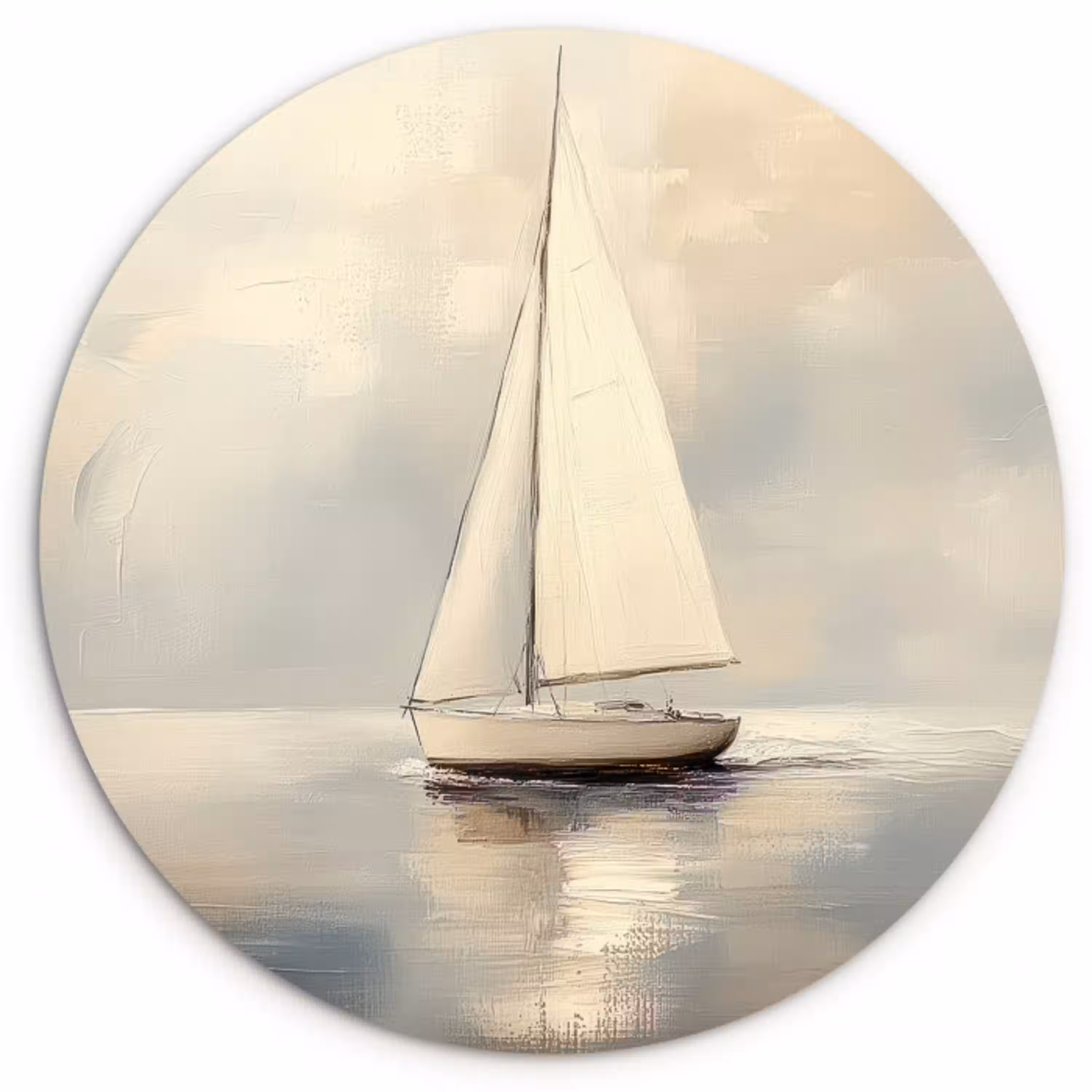 Zeilschip - Zee - Bewolkt Wandcirkel kunststof plaat 5mm dik klein -3d