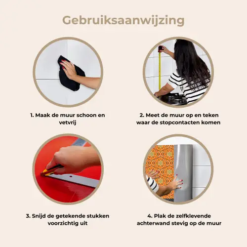 Oranje - Mandala - Design - Bohemian - Vintage keuken achterwand 2 middel 871 -gebruiksaanwijzing_NL