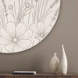 Minimalistisch - Modern - Bloemen - Beige Akoestische PET Vilt - Rond klein -sfeer5_closeup