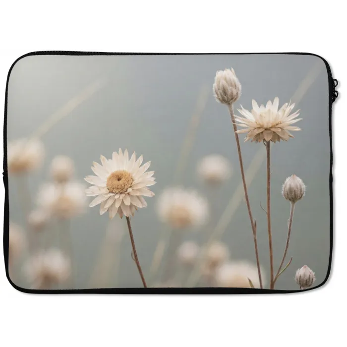 Strobloemen - Wit - Daglicht laptophoes neopreen klein -zkaufland3dotto
