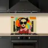Meisje - Zonnebril - Kat - Retro keuken achterwand spatscherm klein -sfeer1