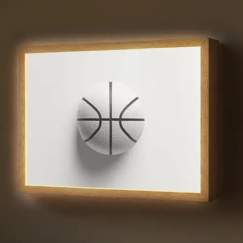 Basketbal - Wit - Schaduw - Lijnen Light Box met batterij (Wandlamp) middel -z3d_website