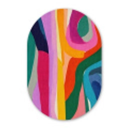 Abstract - Kleurrijk - Golven - Lijnen Wandcirkel Ovaal Glas middel -3d