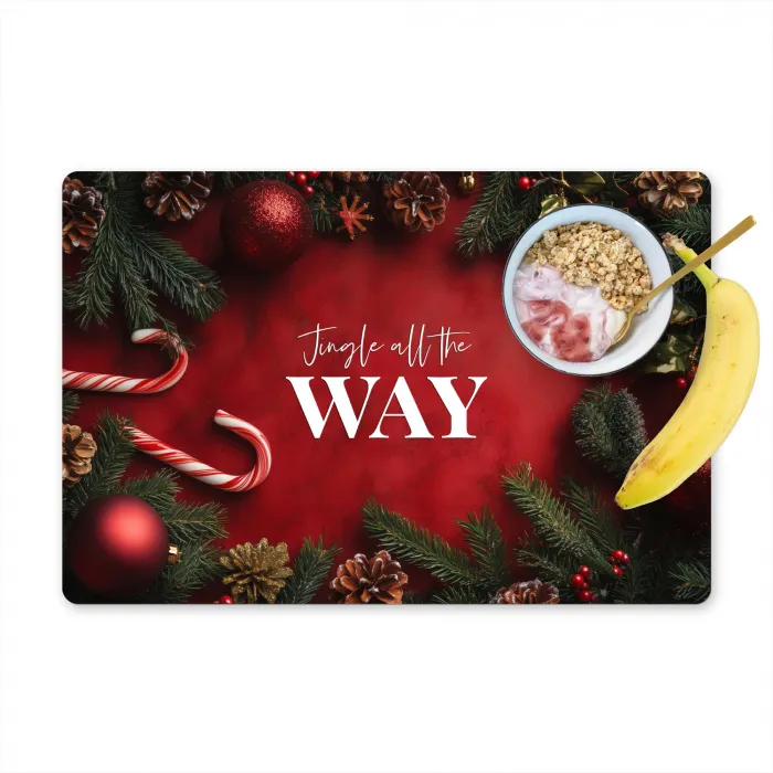 Kerst - Quote - Rood - Kerstballen Placemat vinyl groot -zzzproduct_Kitchenyeah-website