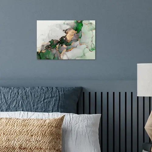 Marmer - Goud - Groen - Luxe poster papier klein -sfeer2