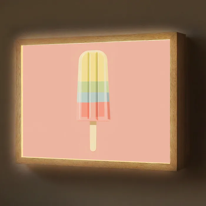 Waterijsje - Pasteltinten - Minimalistisch Light Box met batterij (Wandlamp) middel -z3d_website