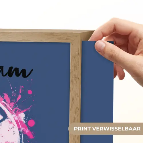 Voetbalvibes -  Verf - Roze - Blauw Light Box met batterij (Wandlamp kind) middel -USP_websiteprintNL