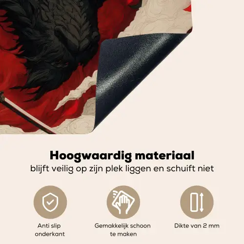 Krijger - Draak - Zwart - Rood - Rook Inductie beschemer met haakjes middel -ky-onderkant-nl