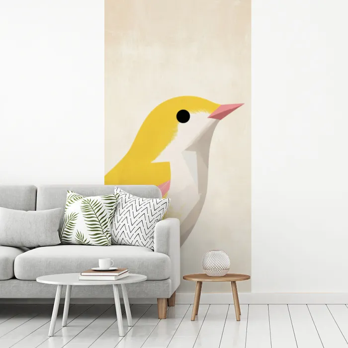 Vogel - Minimalistisch - Geel fotobehang vinyl groot -woonkamer