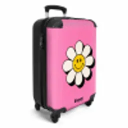 Smiley - Bloem - Roze NBS - Handbagage koffer - Volwassenen Unisex middel -productfoto_3d
