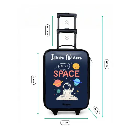 Astronaut - Quote - Planeten - Sterren Kinderkoffer - Zwart klein -productfoto_formaten