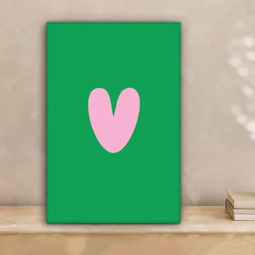Groen - Hart - Minimalistisch - Valentijn canvas 2cm klein -sfeer1