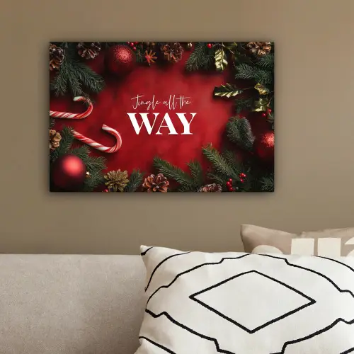 Kerst - Quote - Rood - Kerstballen canvas 2cm klein -sfeer3