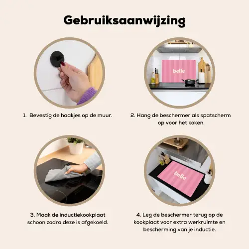 Roze - Gestreept - Belle Inductie beschemer met haakjes klein -ky-gebruik-nl
