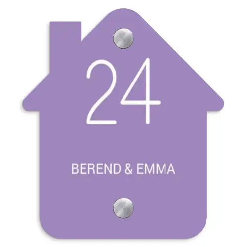 Paars - Klassiek Naambord Huisje klein -3d
