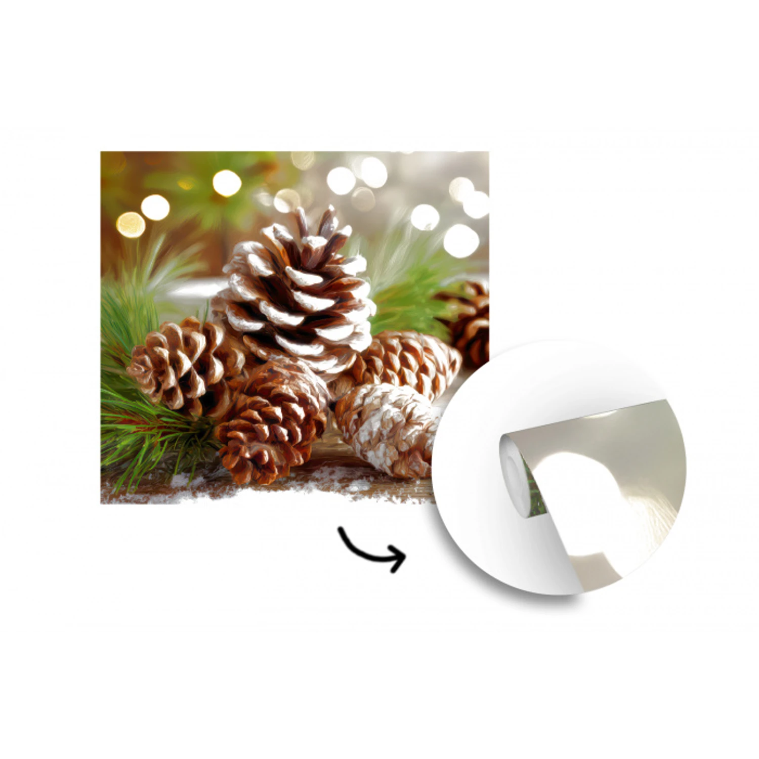 Dennenappels - Kerstsfeer - Bruin - Groen fotobehang vinyl groot -3d