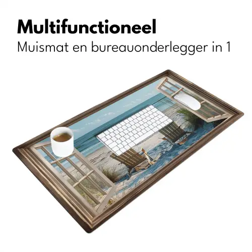 Doorkijk - Strandstoelen - Duinen - Zee - Natuur Muismat XXL klein -sfeer4