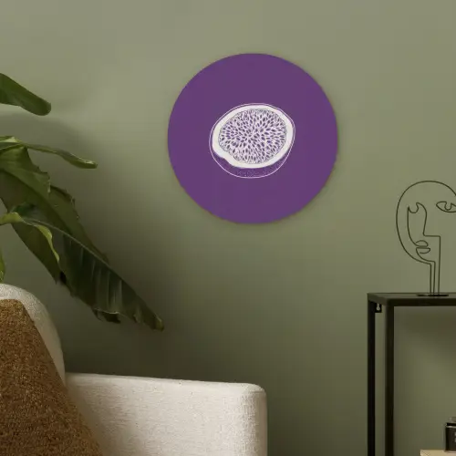 Passievrucht - Zaadjes - Paars - Minimalistisch Akoestische PET Vilt - Rond klein -sfeer2