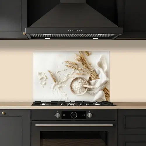 Bloem - Hout - Tarwe keuken achterwand spatscherm klein -sfeer1