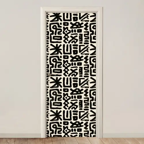 Geometrisch - Figuren - Zwart deurposter klein 289 -3d_beige