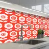 Bloemen - Patroon - Rood keuken achterwand 2 middel 871 -3d_schuin