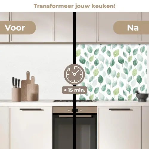 Blad - Mix - Fris - Groen keuken achterwand 2 middel 871 -voor-na2_NL