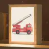 Illustratie - Brandweer - Rood - Minimalistisch Light Box met kabel (Kinderlampje) klein -zzz_3d_website