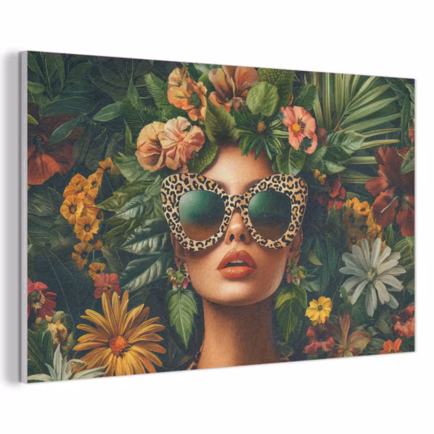 Akoestisch schilderij - Vrouw - Panterprint - Jungle - Natuur - Luxe