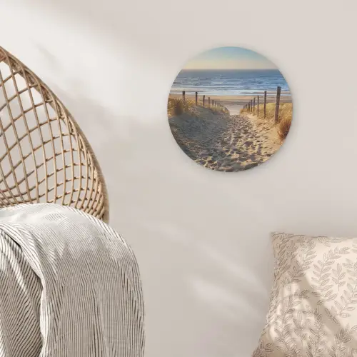 Strand - Zee - Nederland - Duinen - Zon Akoestische PET Vilt - Rond klein -sfeer4