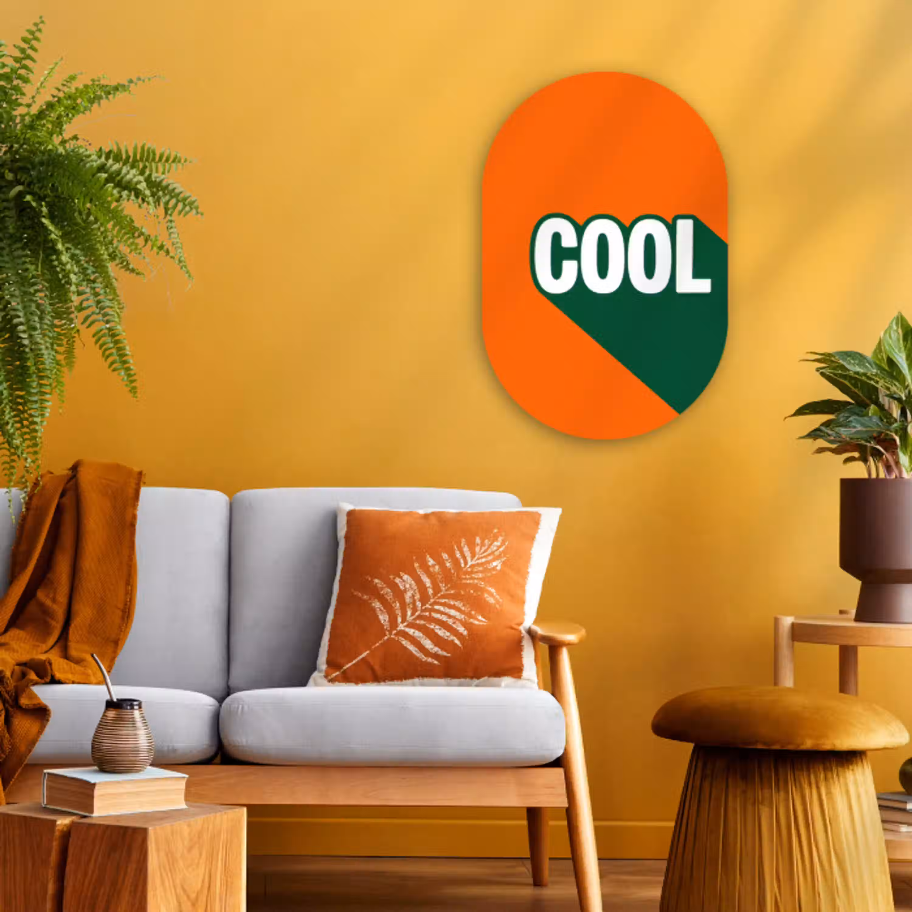 Cool - Oranje - Groen Wandcirkel Ovaal Forex klein -sfeer4