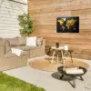 Wereldkaart - Goud - Steen Tuinposter op houten frame 2 cm dik klein -sfeer2