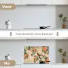 Vogel - Tak - Bloemen - Oranje keuken achterwand spatscherm klein -voor_na_NL