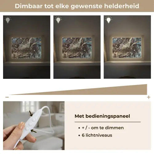 Marmer - Goud - Groen Light Box met kabel (Tafellamp) klein -USP_dimbaarNL