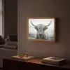 Schotse hooglander - Dieren portret - Zwart - Wit - Dier Light Box met batterij (Wandlamp) middel -sfeer1