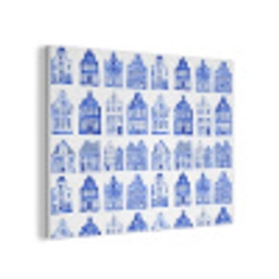 Patroon - Huizen - Blauw PET vilt klein 837 -3d