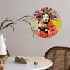 Retro - Vrouw - Kopje - Vlinders Wandcirkel behangsticker klein -sfeer3