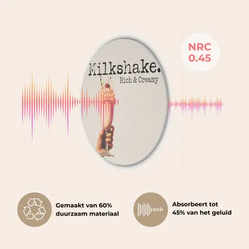 Milkshake - Kers - Rietje Akoestische PET Vilt - Rond klein -USP_NL