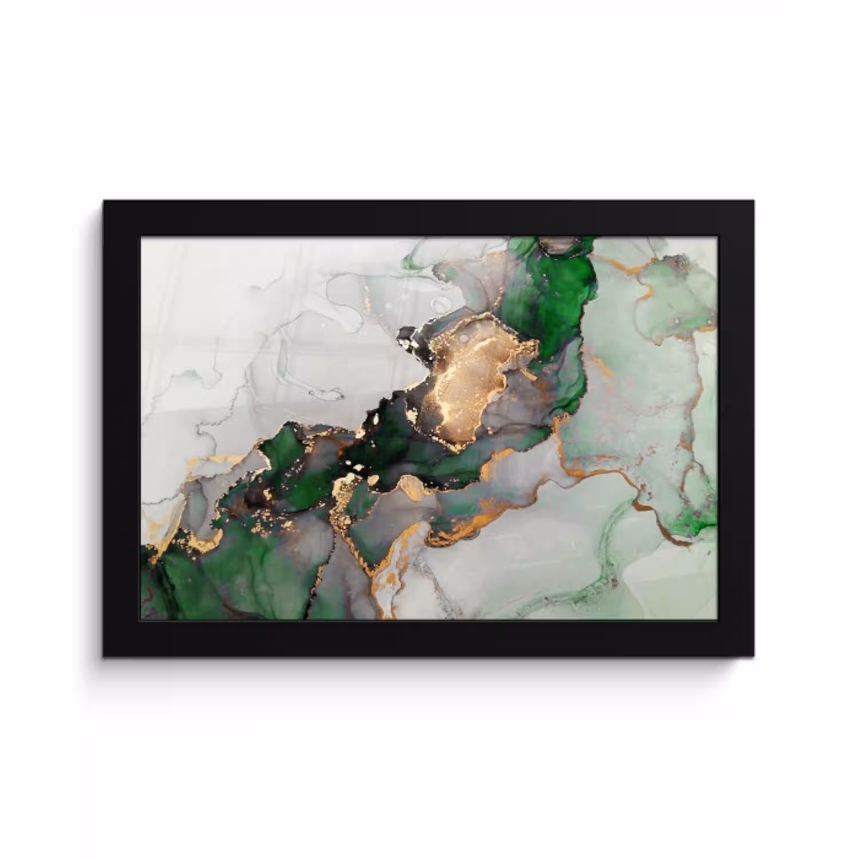Marmer - Goud - Groen - Luxe fotolijst zwart zonder passe partout klein -3d