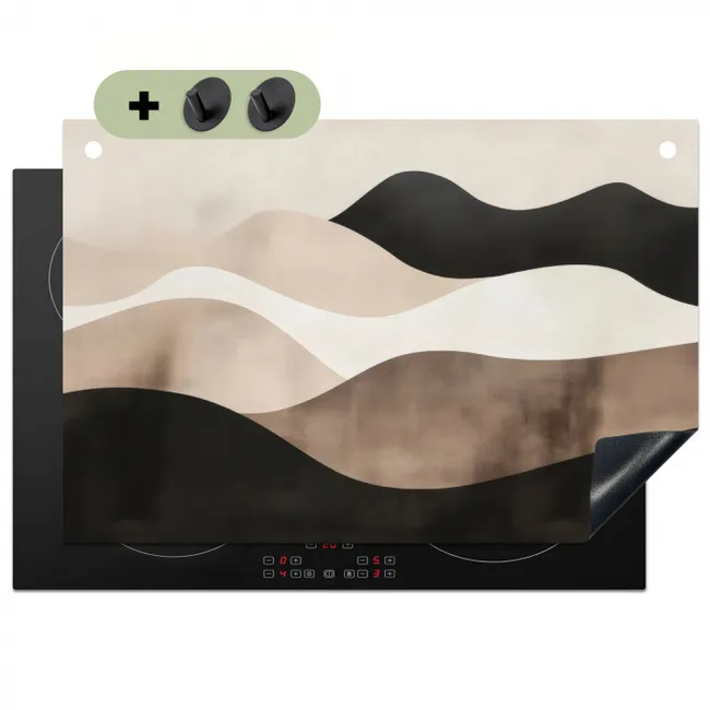 Abstract - Landschap - Golven - Crèmekleur Inductie beschemer met haakjes klein -3d