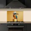 Ijsvogel - Pilaar - Koksmuts - Vogel keuken achterwand spatscherm klein -sfeer1